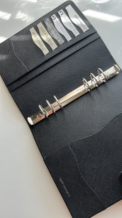 black A5 30mm rings - epi/saffiano genuine leather