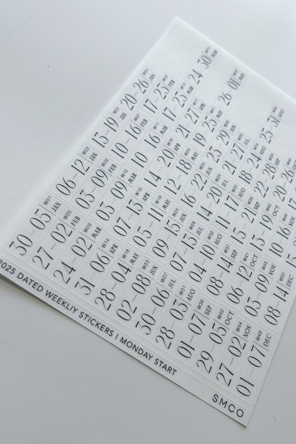2026 dated weekly journaling stickers - mon start