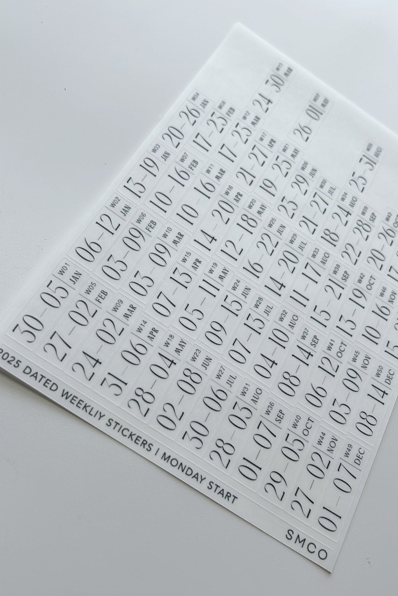 2026 dated weekly journaling stickers - mon start