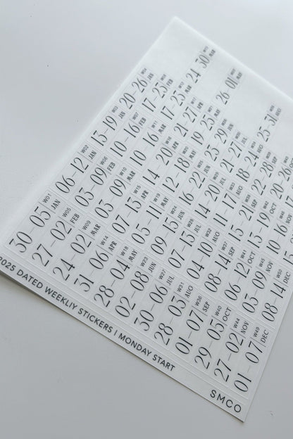 2026 dated weekly journaling stickers - mon start