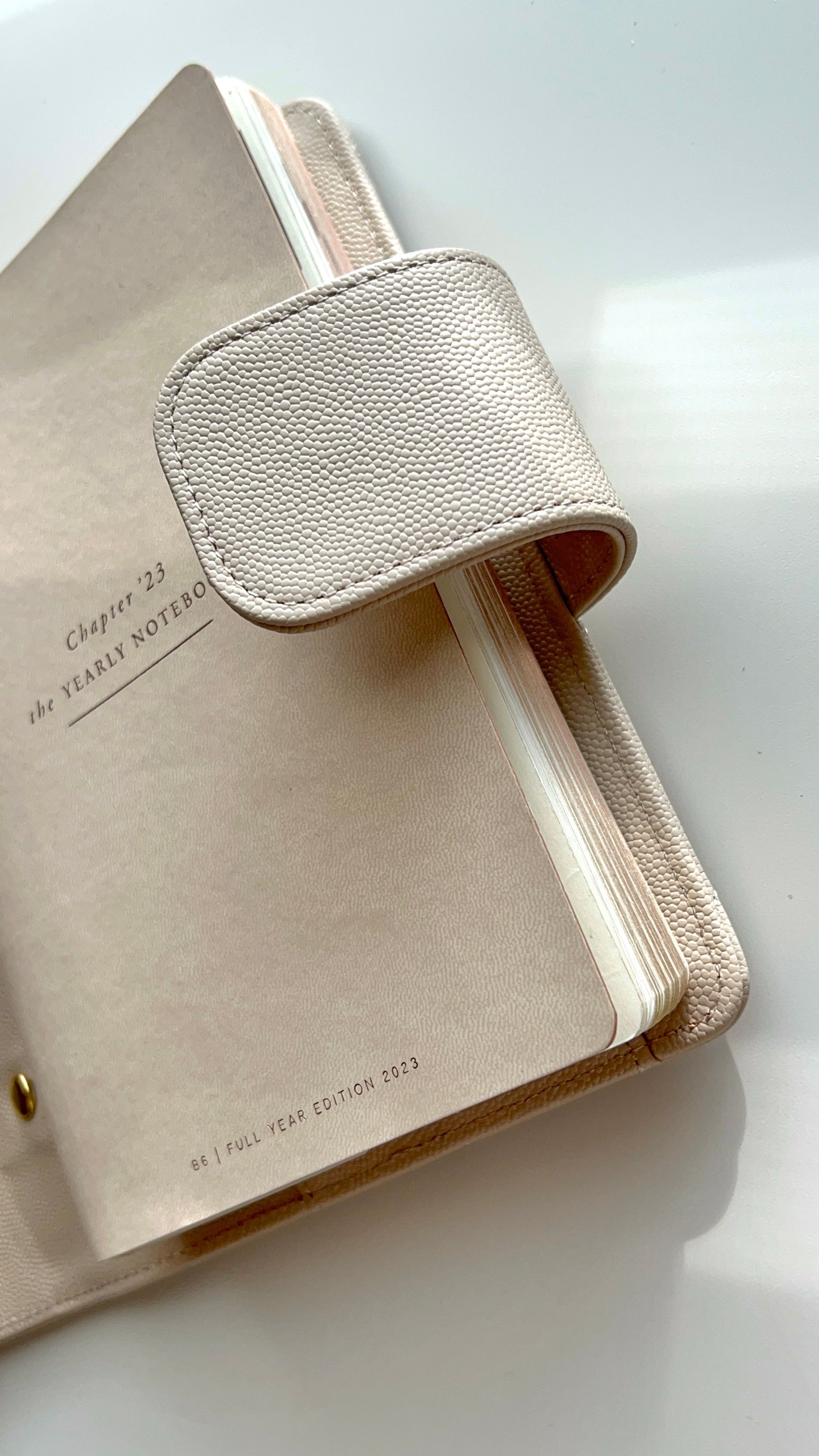 DE-RINGED B6 beige quilted caviar planner cover - snug fit