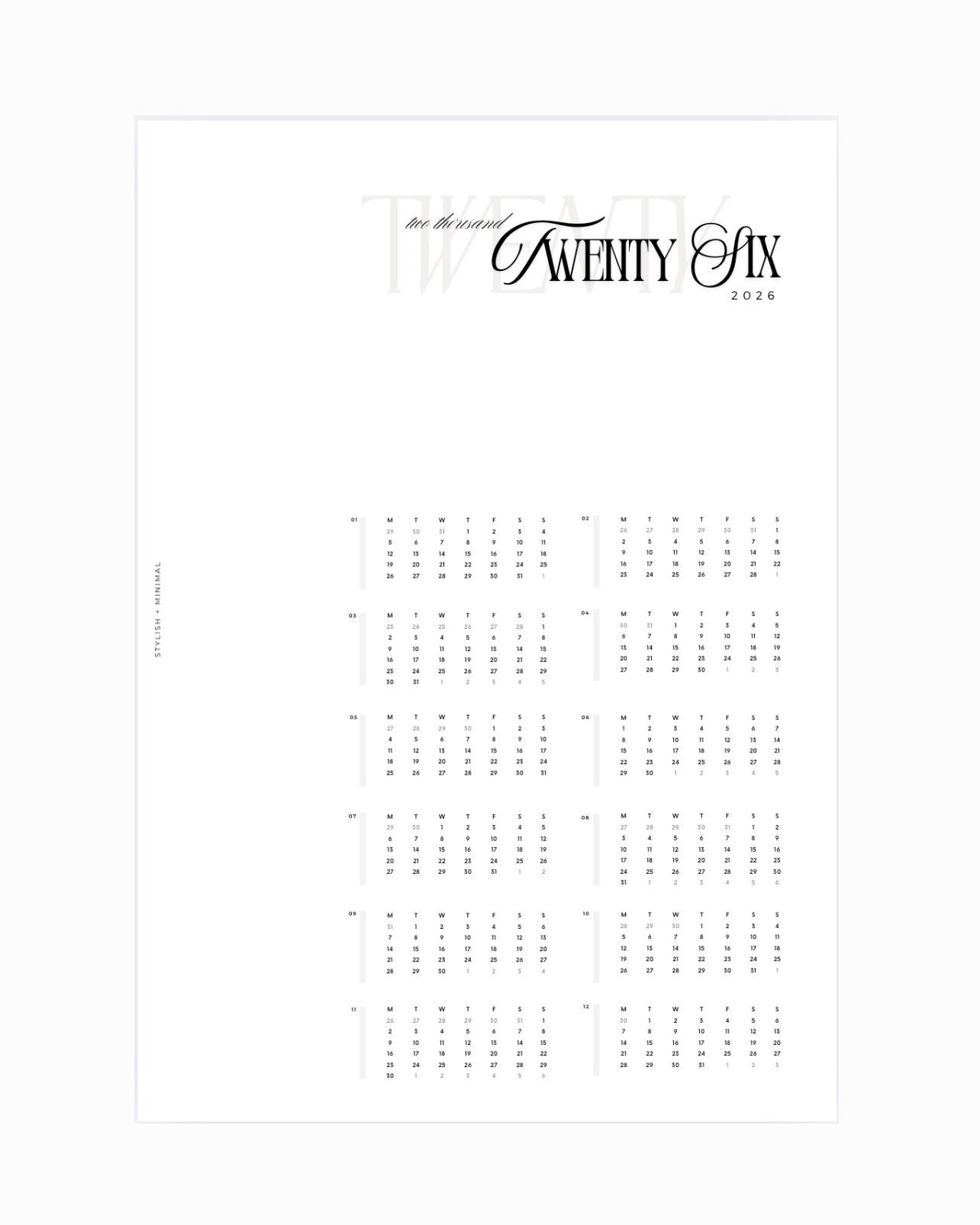2026 yearly overview dashboard version B