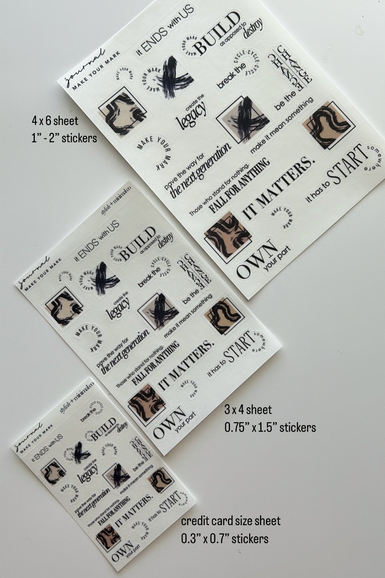 make your mark journaling sticker sheet