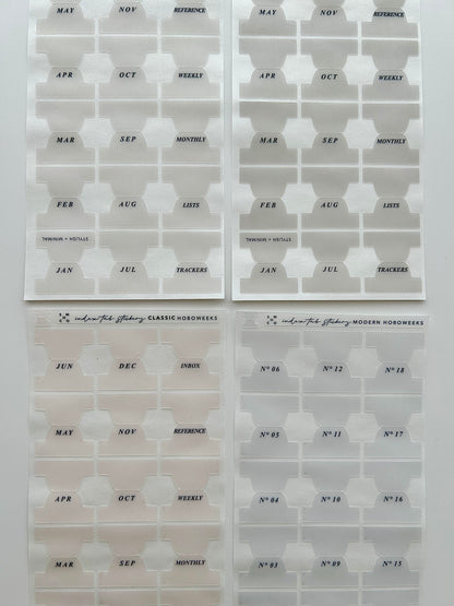 hobo WEEKS plastic index tabs - months abbreviated