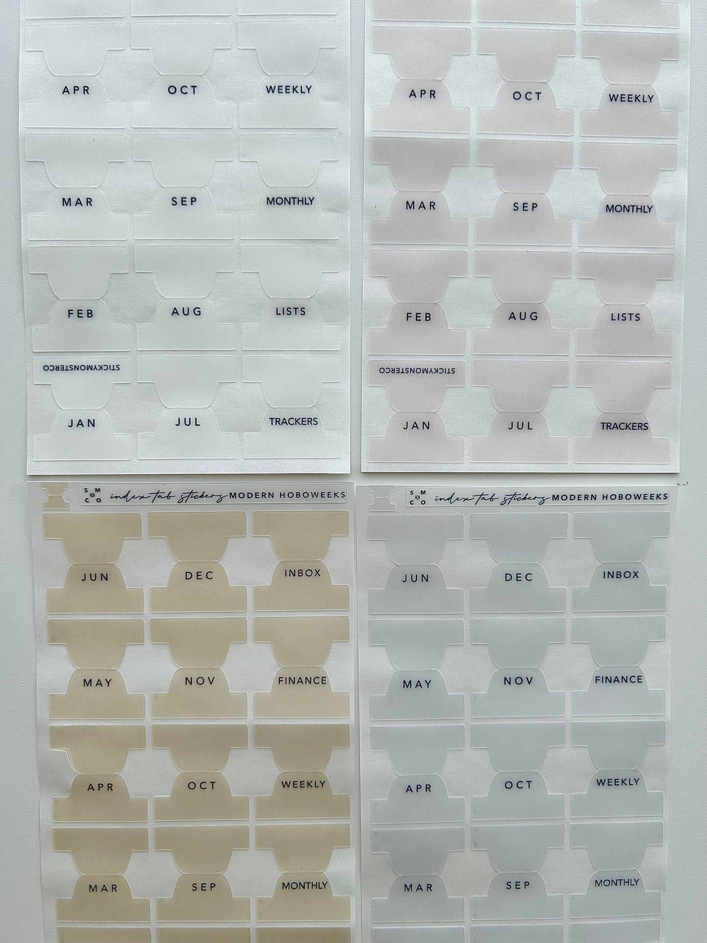 hobo WEEKS plastic index tabs - months abbreviated