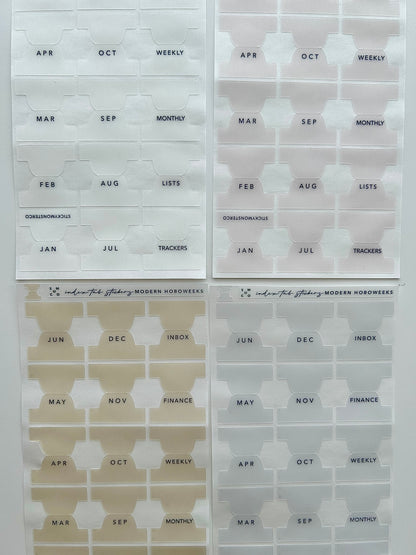 hobo WEEKS plastic index tabs - months abbreviated