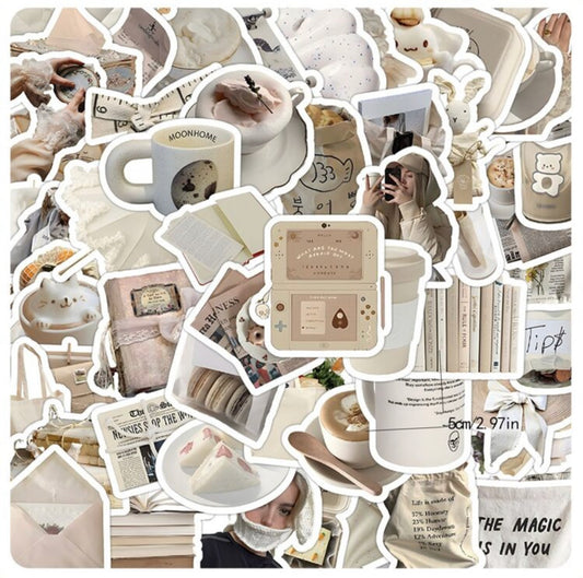 beige + latte aesthetic die cut pack