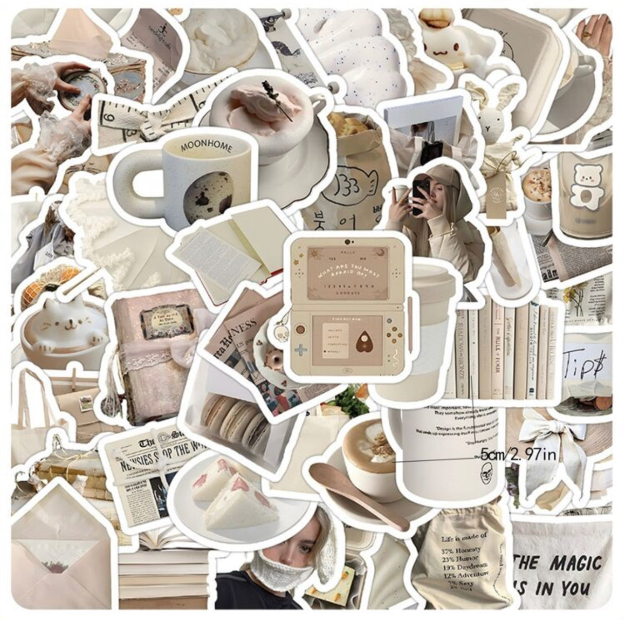 beige + latte aesthetic die cut pack