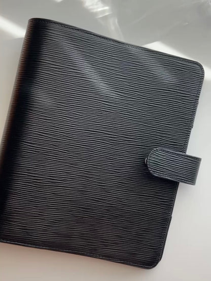 black A5 30mm rings - epi/saffiano genuine leather