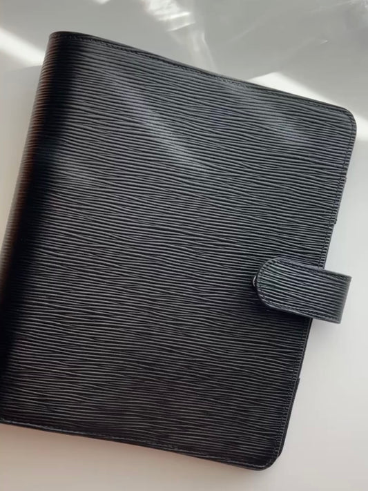 black A5 30mm rings - epi/saffiano genuine leather