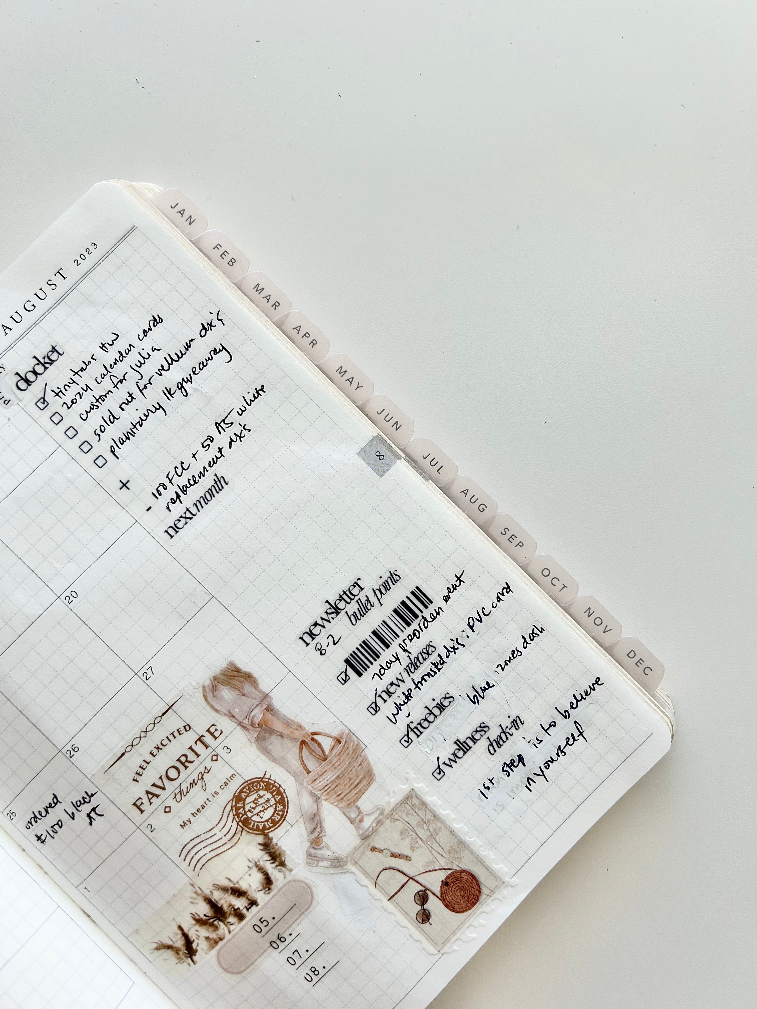 B6 plastic index tabs - months abbreviated