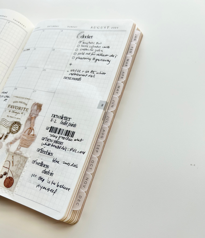 B6 plastic index tabs - months abbreviated