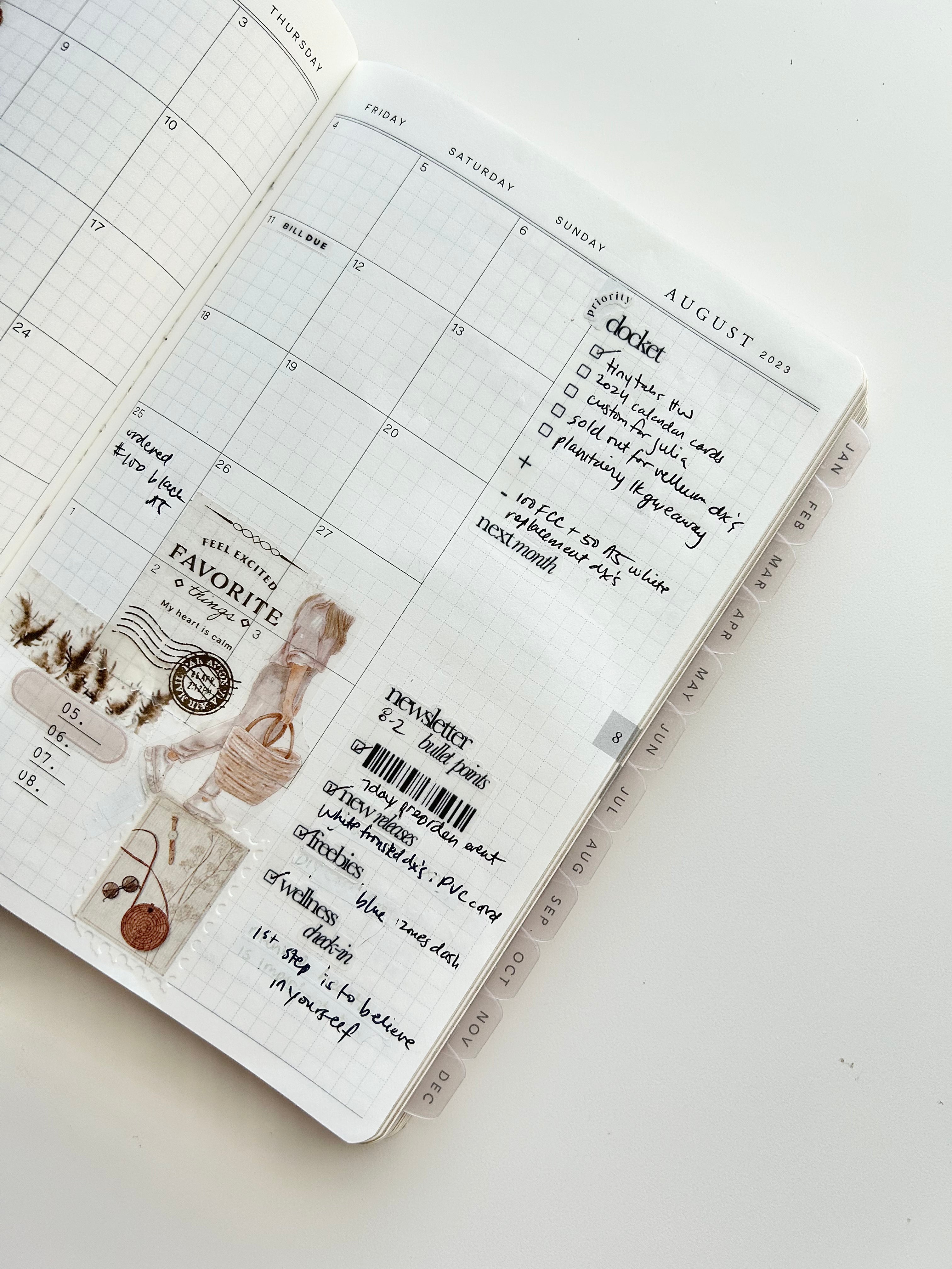 B6 plastic index tabs - months abbreviated