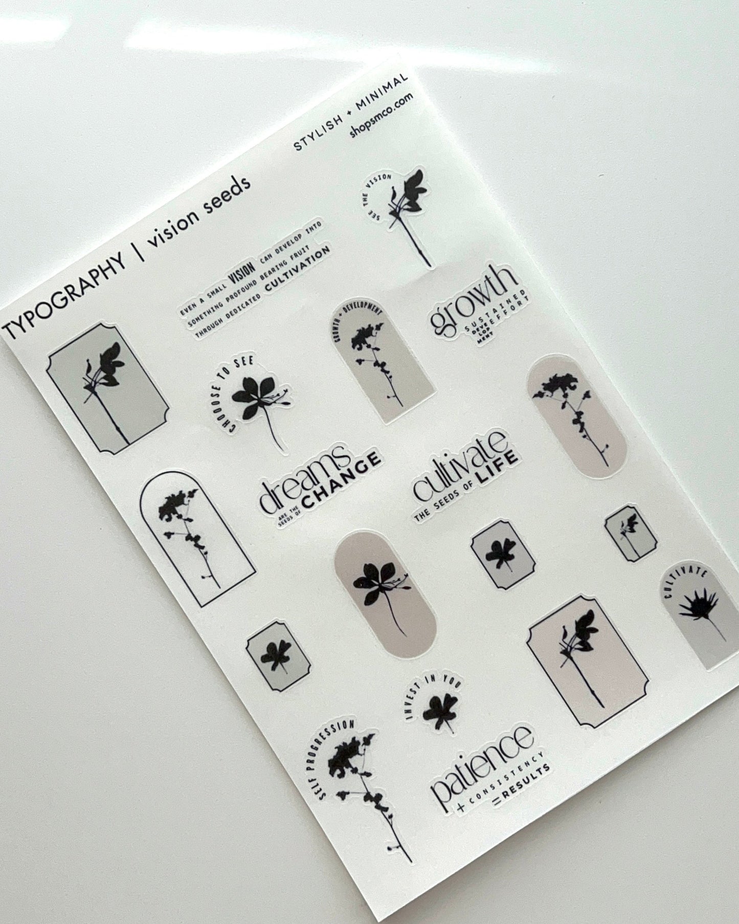 vision seeds sticker sheet | neutral palette
