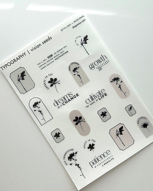 vision seeds sticker sheet | neutral palette