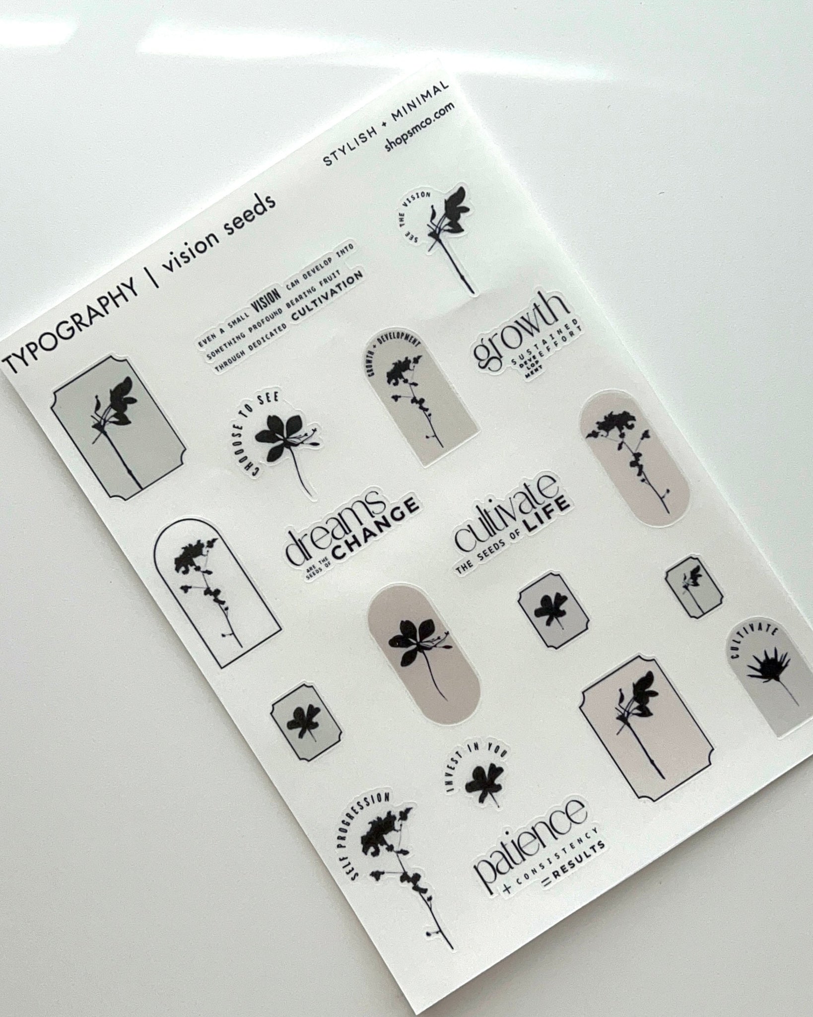 vision seeds sticker sheet | neutral palette