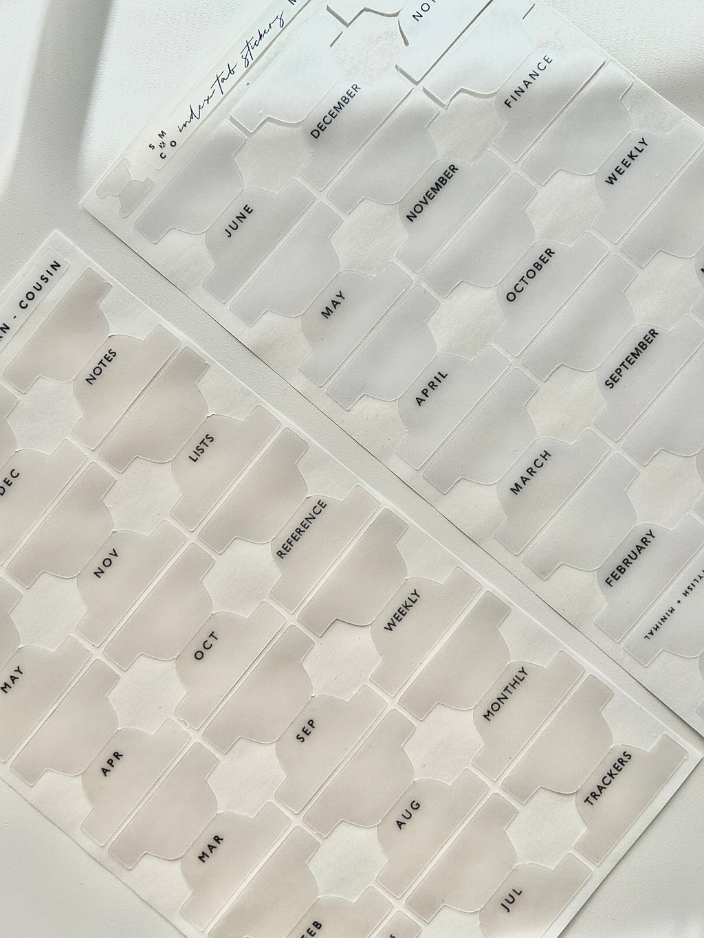 A5 hobo cousin plastic index tabs - spelled out months