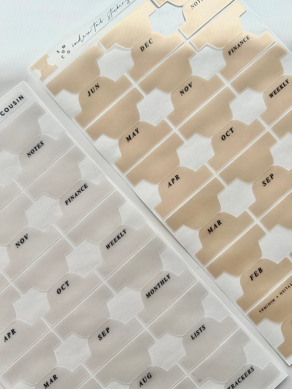 A5 hobo cousin plastic index tabs - spelled out months