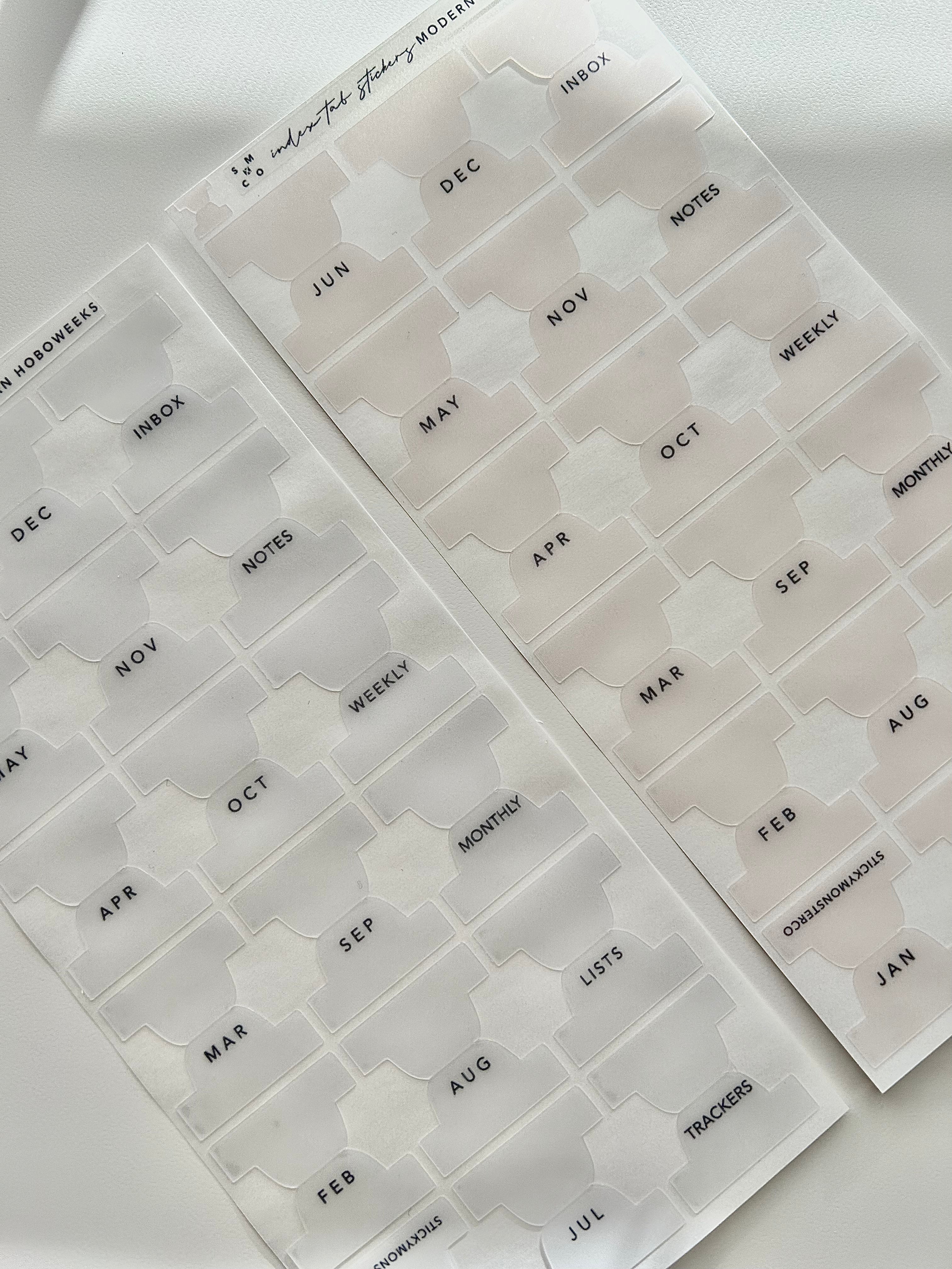 hobo WEEKS plastic index tabs - months abbreviated