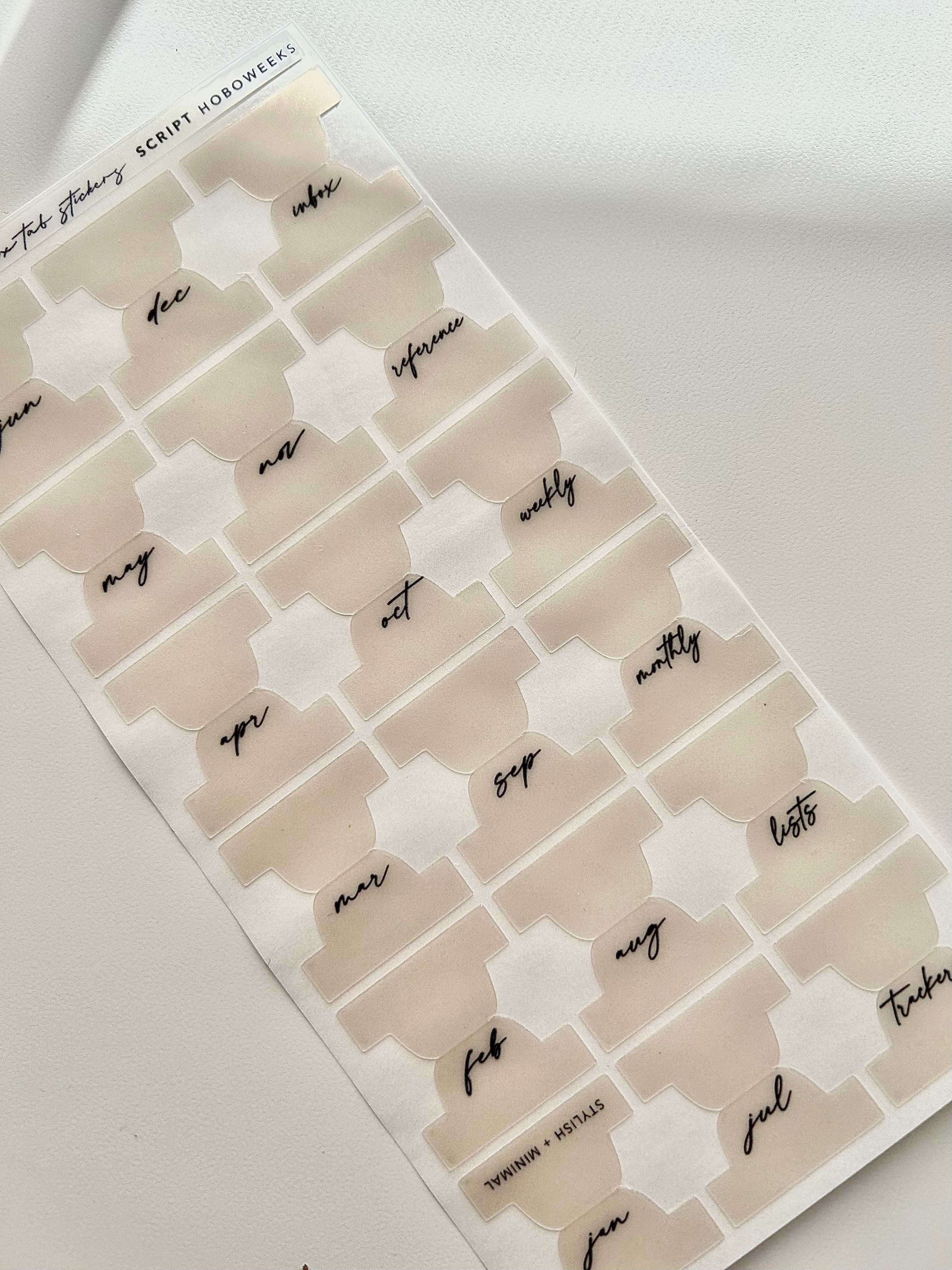 hobo WEEKS plastic index tabs - months abbreviated