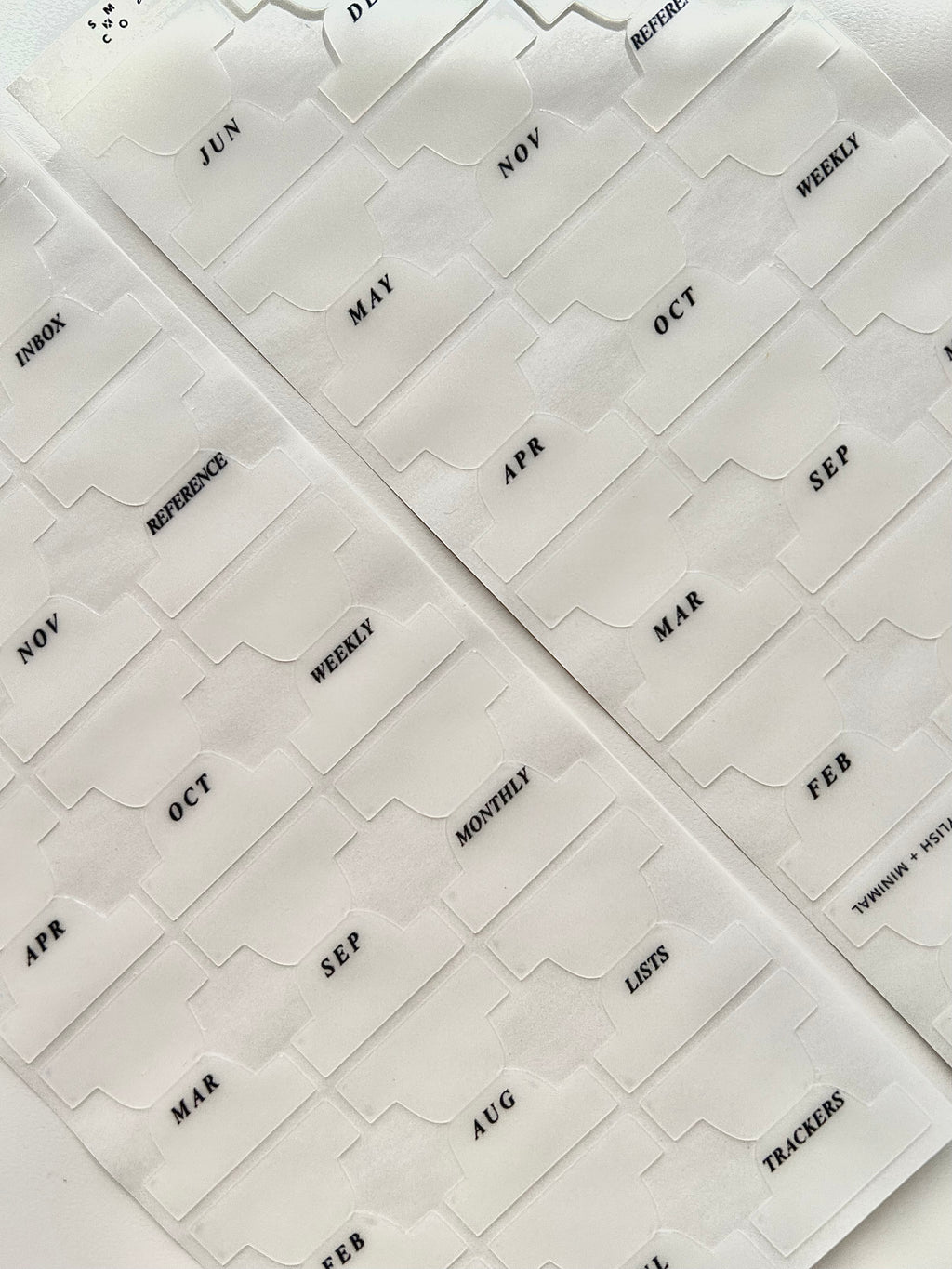 B6 plastic index tabs - months abbreviated