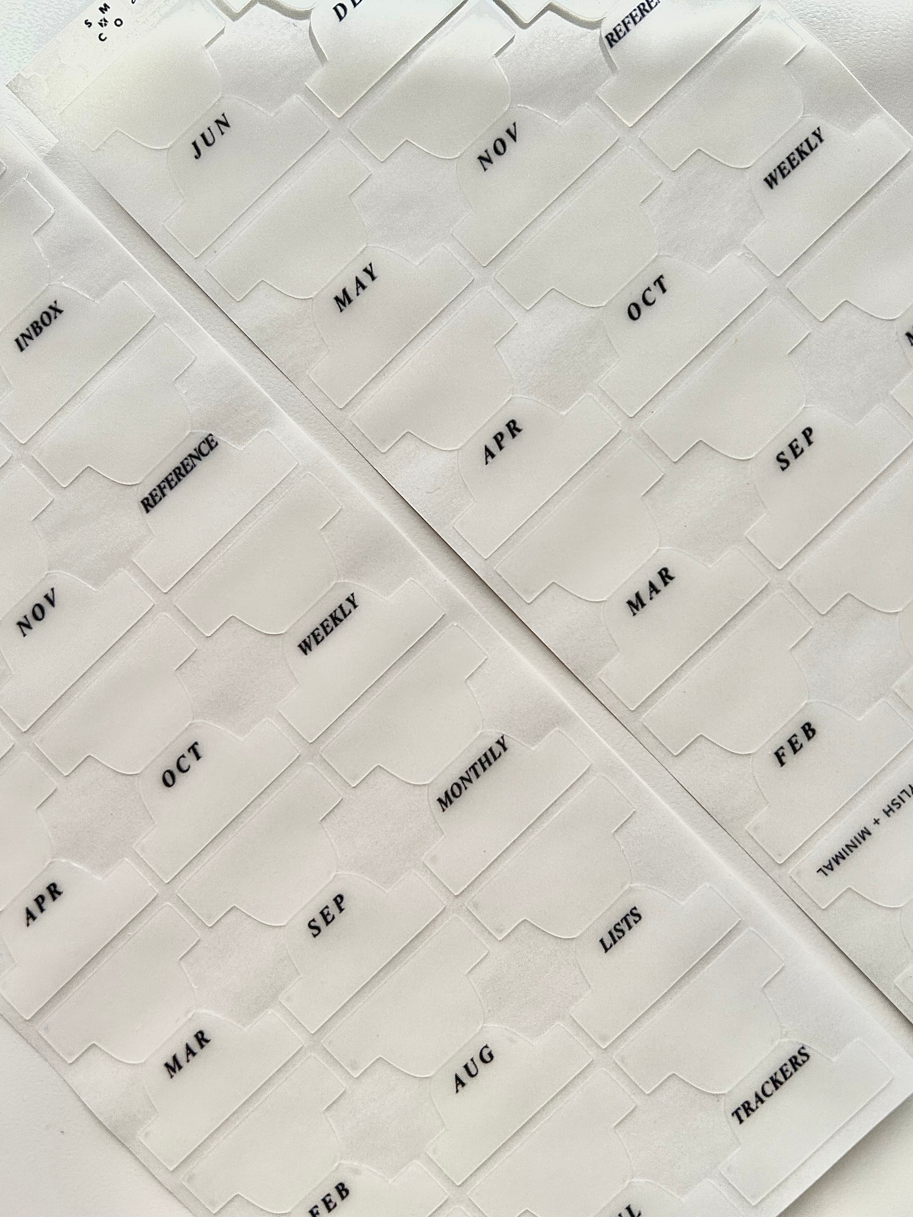 hobo WEEKS plastic index tabs - months abbreviated