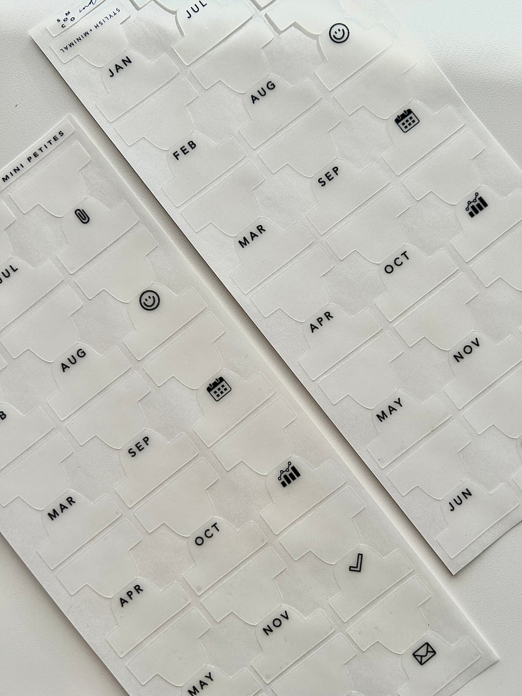 A6 mini plastic index tabs - months abbreviated