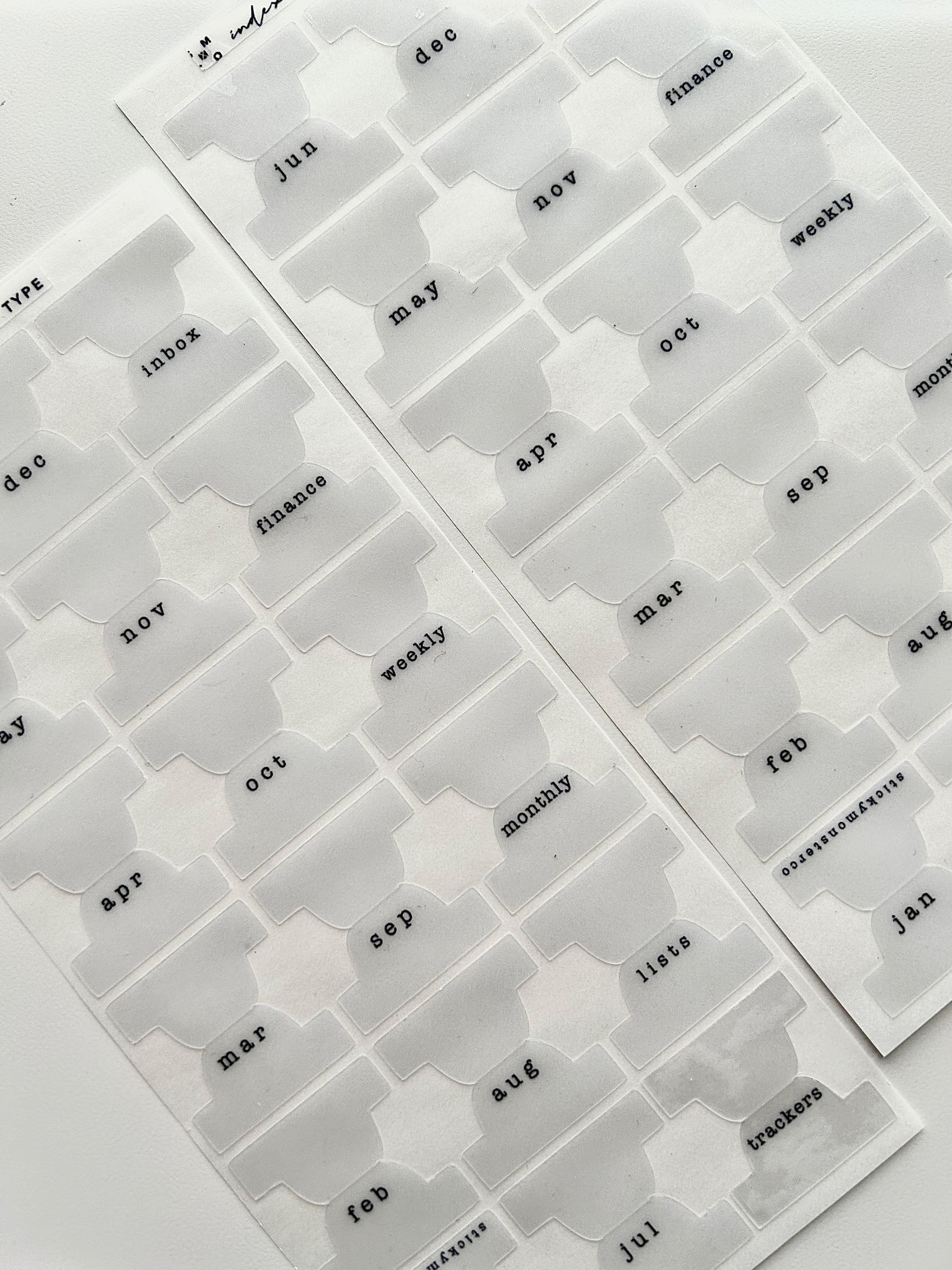 hobo WEEKS plastic index tabs - months abbreviated