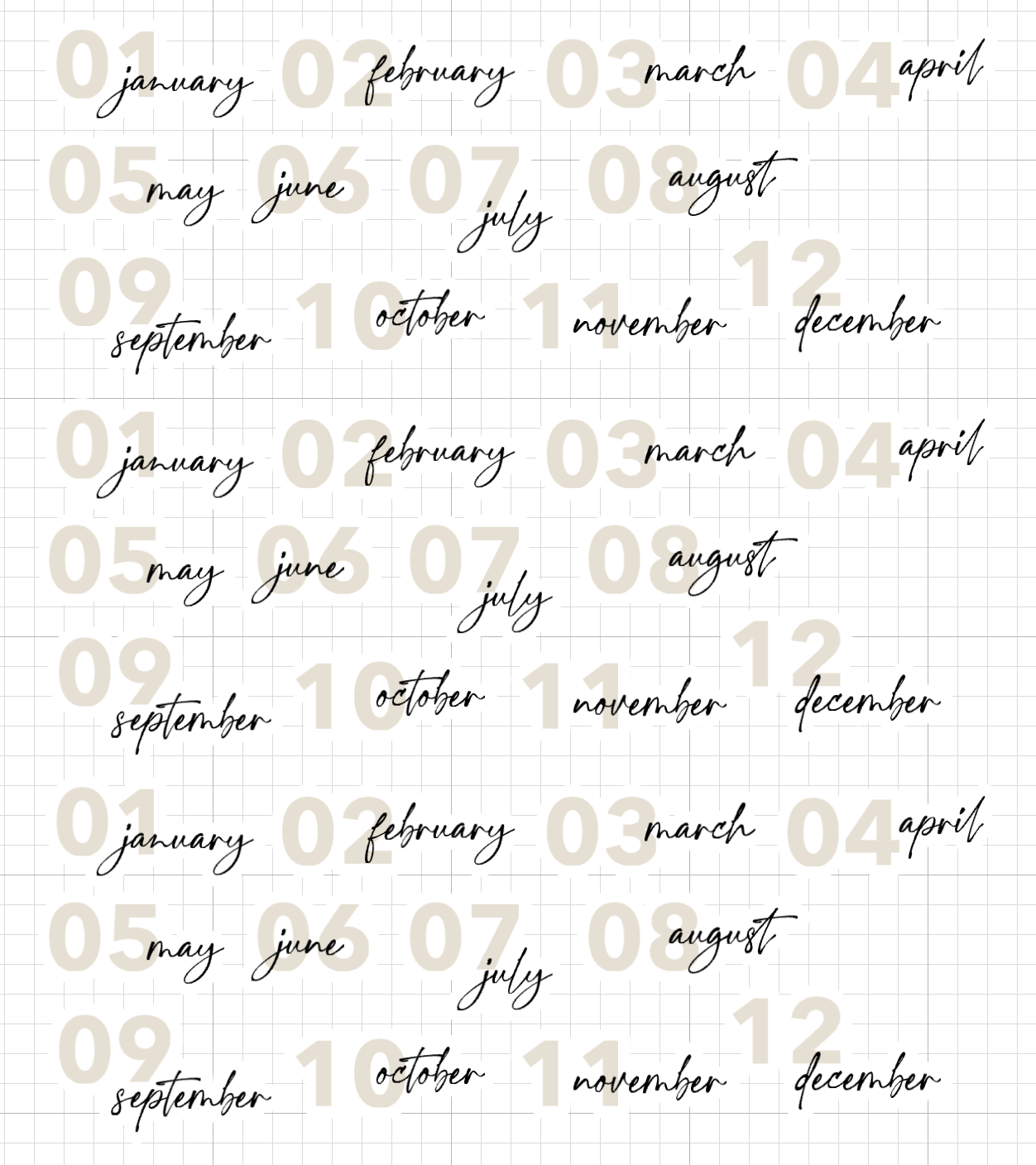 month stickers | dual script