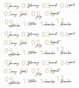 month stickers | dual script