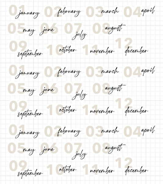 month stickers | dual script