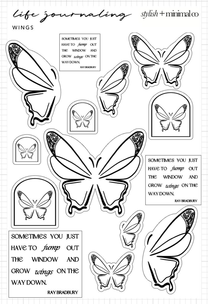wings sticker sheet - life journaling