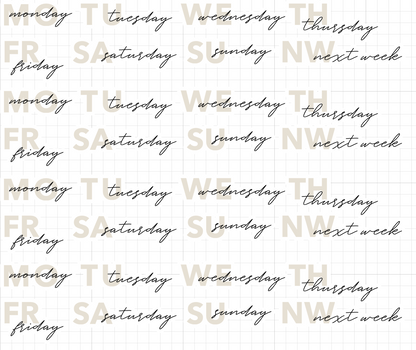 day of week stickers |  dual script