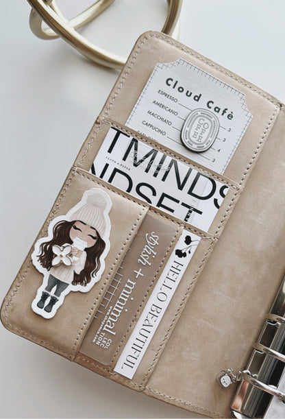 white silhouette on clear plastic deco card