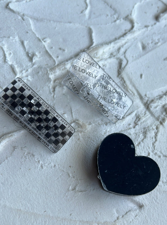 black acrylic clips set of 3