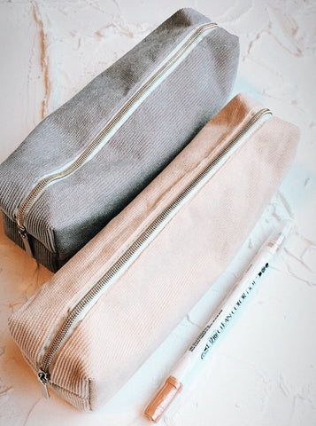 neutral minimalist pencil bag