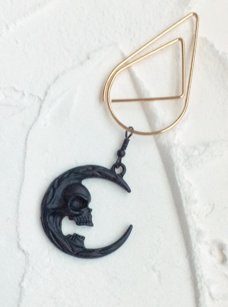 black skull moon charm