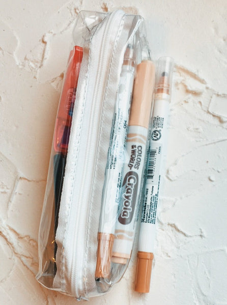 clear minimalist zipper pencil bag