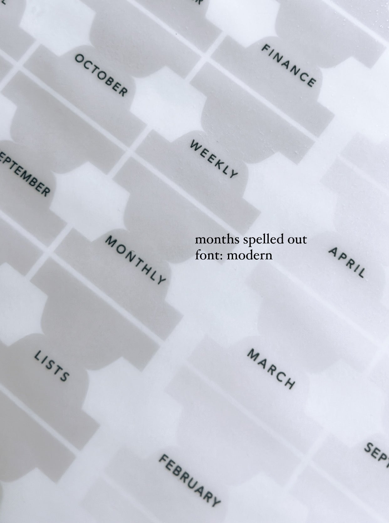 A5 hobo cousin plastic index tabs - months spelled out