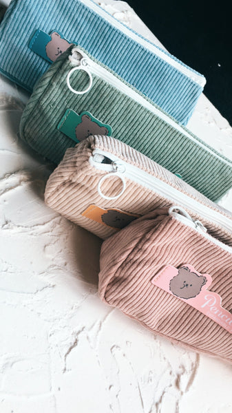 corduroy bear pencil bag