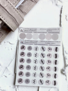 floral nude dots planner stationery stickers