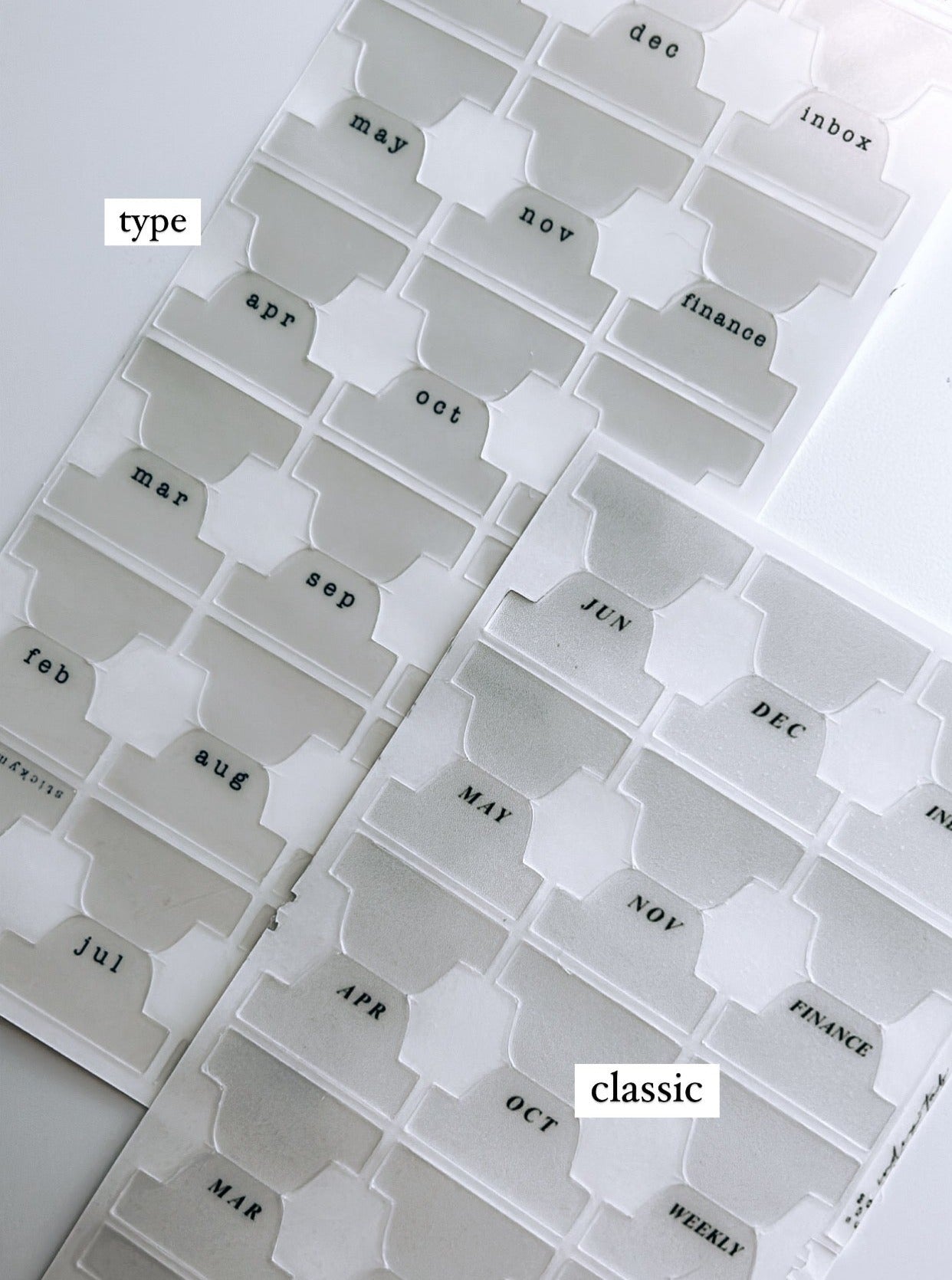 B6 plastic index tabs - months abbreviated