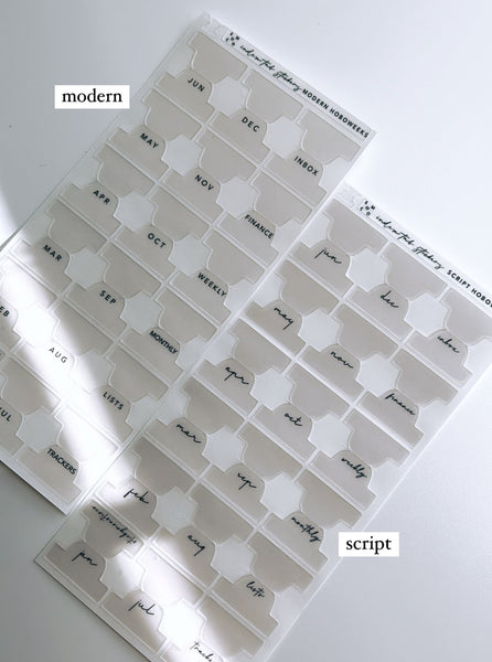 hobo WEEKS plastic index tabs - months abbreviated