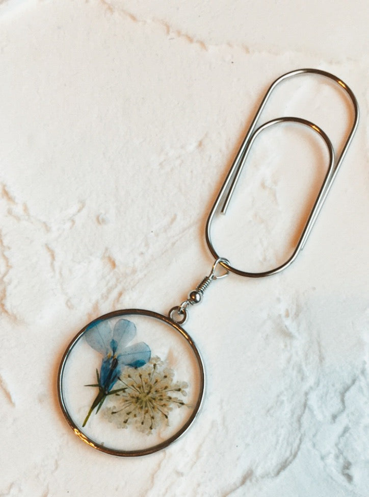 minimal blue floral charm