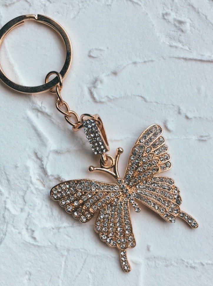 giant rhinestone butterfly keychain