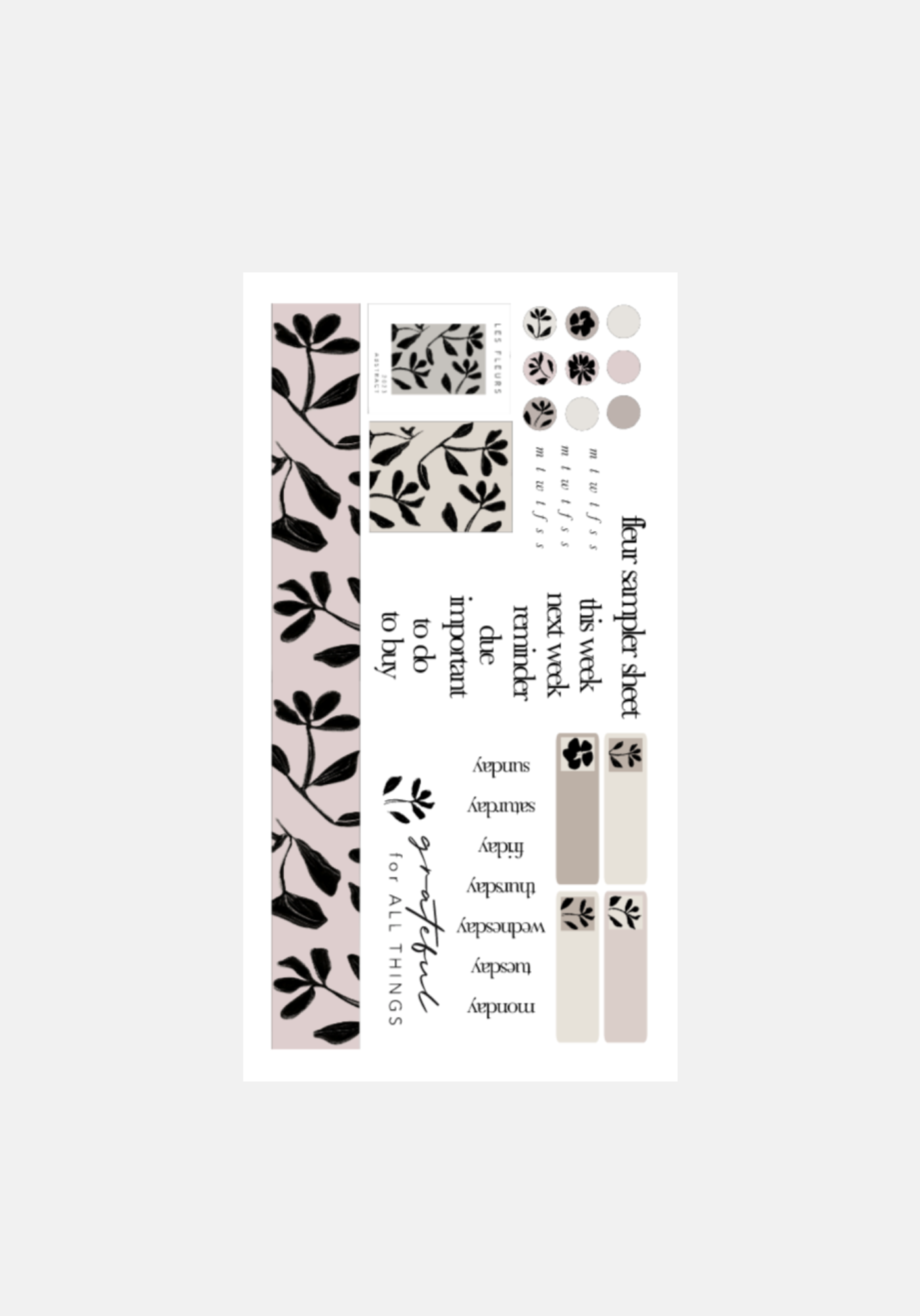 fleur sampler sticker sheet