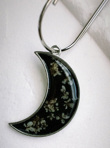 black moon and flowers charm