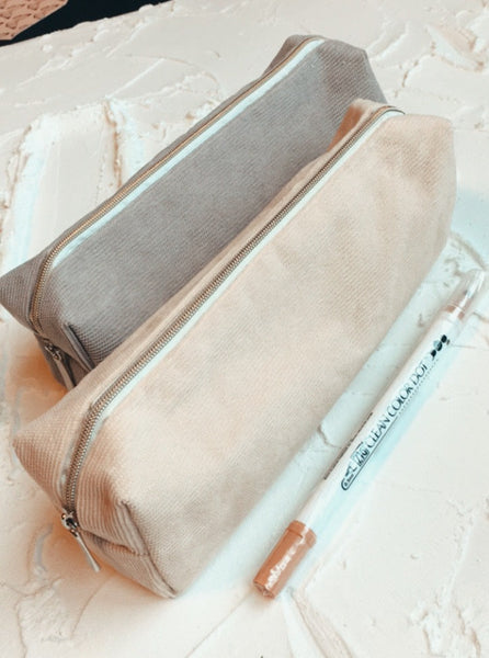 neutral minimalist pencil bag