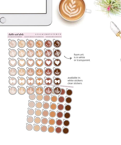 coffee latte art dots -  transparent matte icons