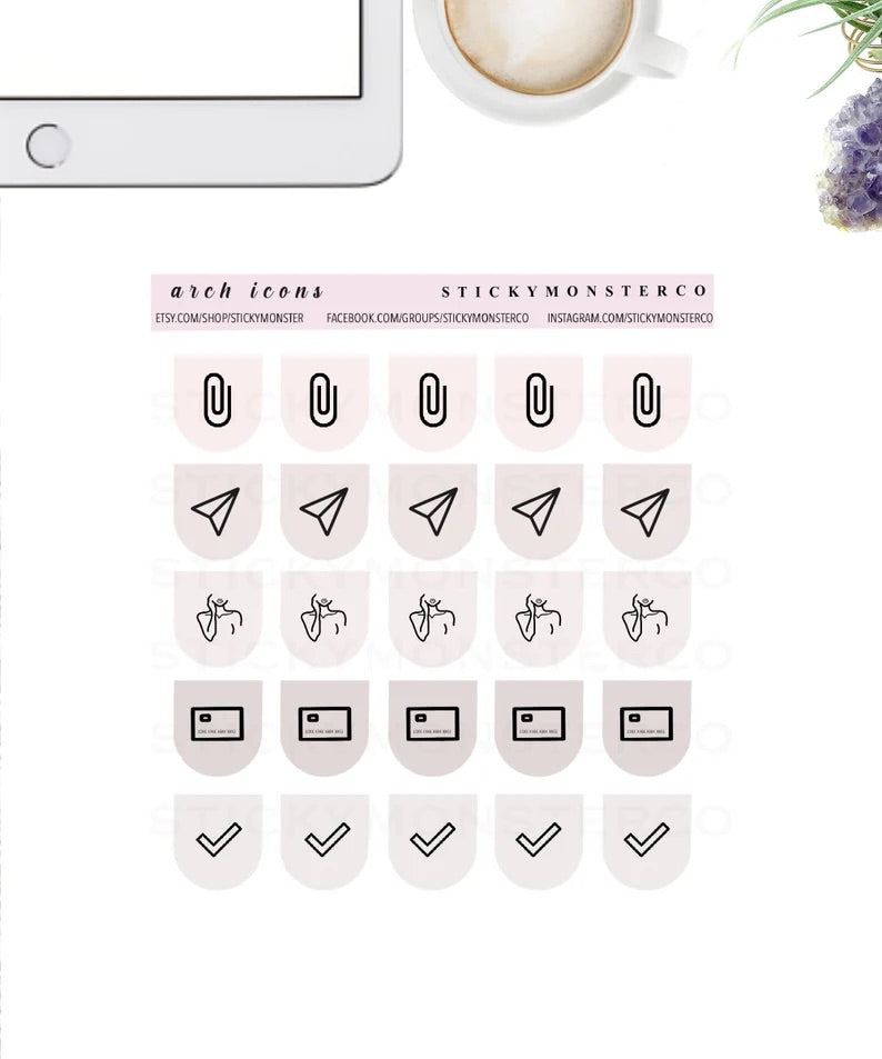 arch icon stickers -  transparent matte icons